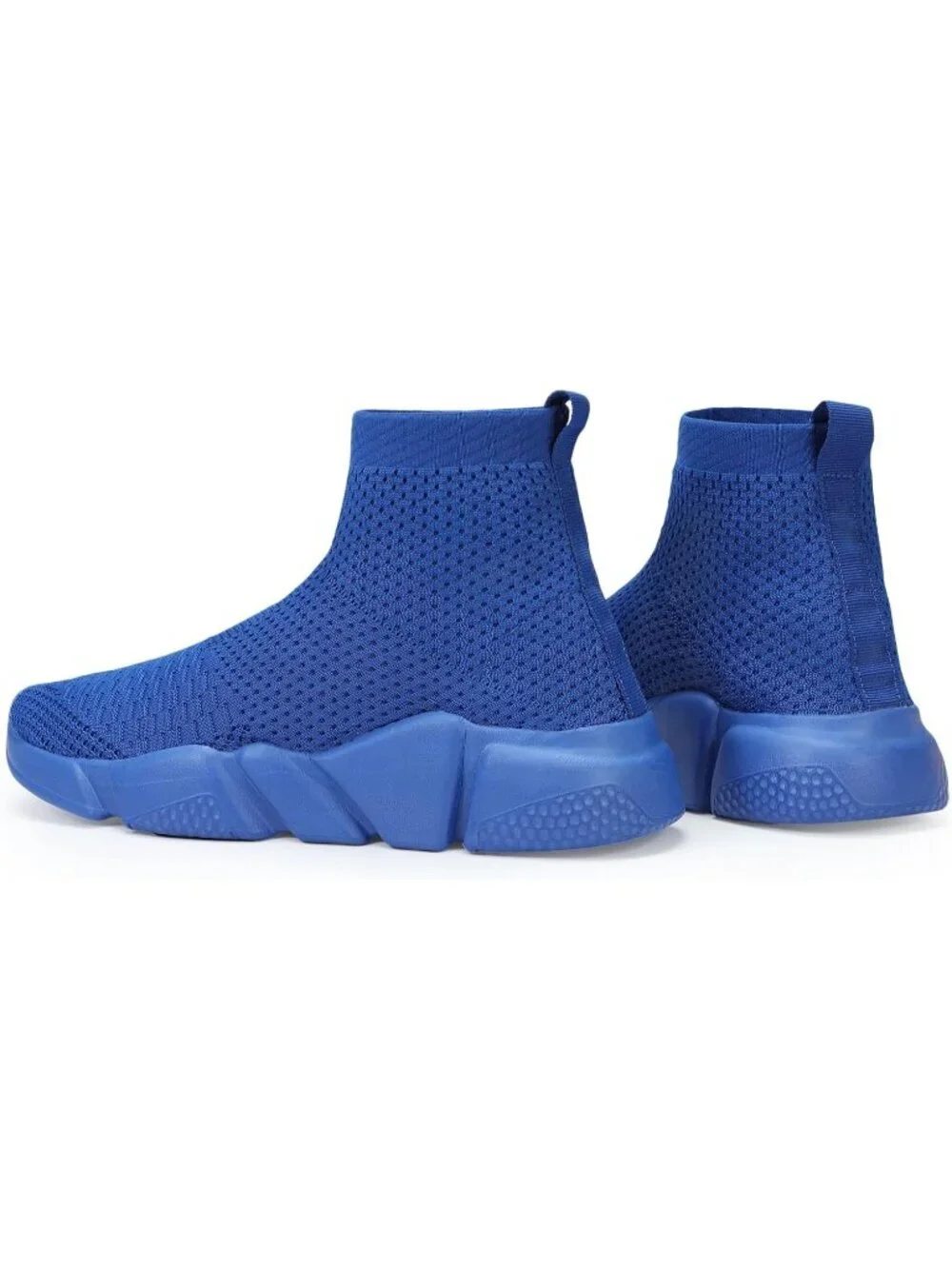Men's Blue Lightweight High Top Sneakers Breathable Knit Athletic Running Shoes